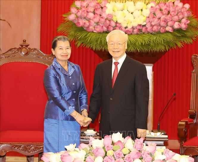 Tổng Bí thư Nguyễn Phú Trọng tiếp Phó Chủ tịch Đảng Nhân dân Campuchia